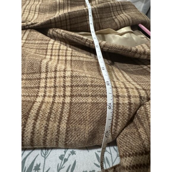 Abercrombie & Fitch Women's XXSP Brown Plaid Dad Coat Jacket Wool-Blend Preppy - Picture 10 of 11